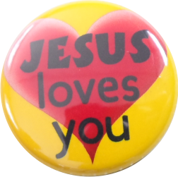 Jesus loves you Button gelb - zum Schließen ins Bild klicken